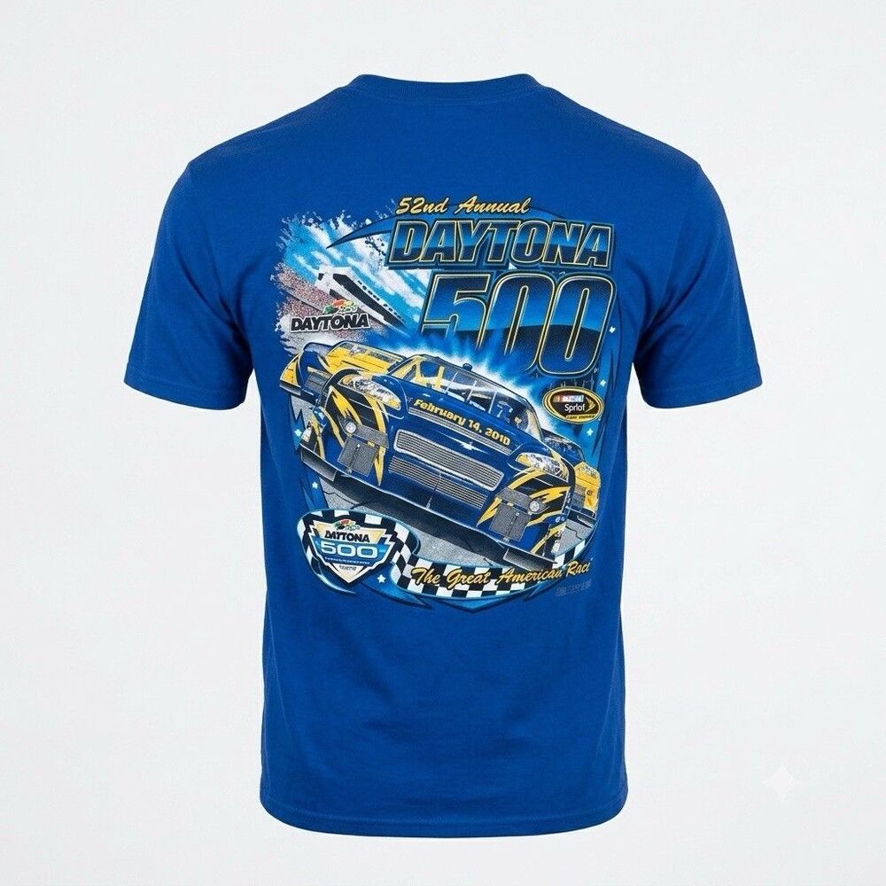 Vintage 2010 52nd Annual Daytona 500 Blue Graphic T-Shirt Anvil Men's Size Large